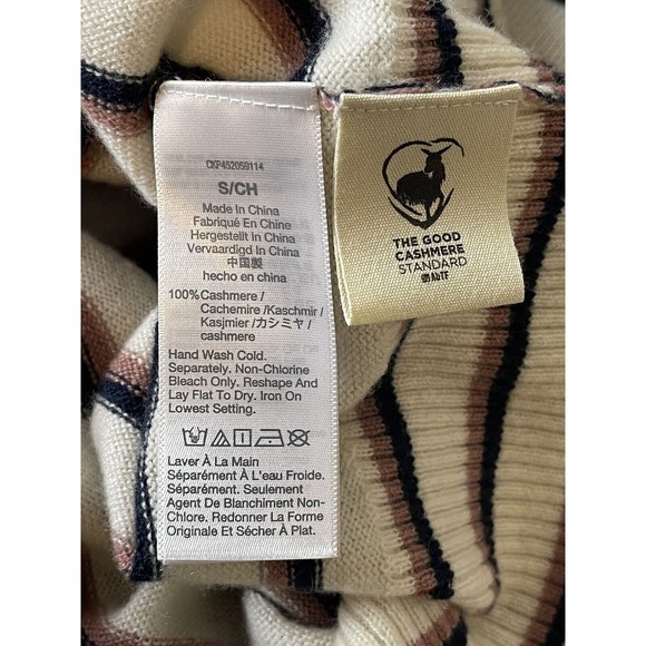 Madewell Women's Size S The good Cashmere Roll Trim Pullover Sweater Striped - Picture 9 of 9